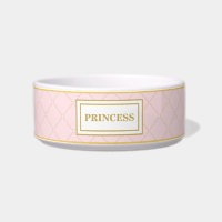 Pretty Pink & Gold Royal Princess Cat Dog Pet Bowl