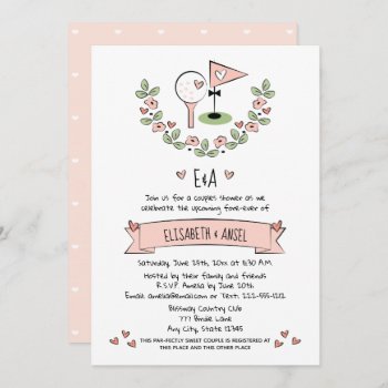 Pretty Pink Golf Wedding Couples Shower Invitation by OccasionInvitations at Zazzle