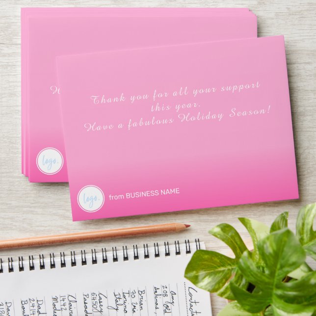 PRETTY PINK GRADIENT BUSINESS LOGO COMPANY GIFT ENVELOPE (Stacked)