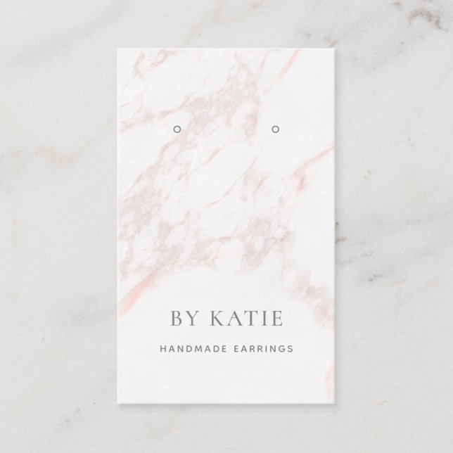 Pretty Pink Gray Marble Earring Display Card (Front)