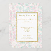 PRETTY PINK GREEN GOLD MERMAID  baby shower Invitation