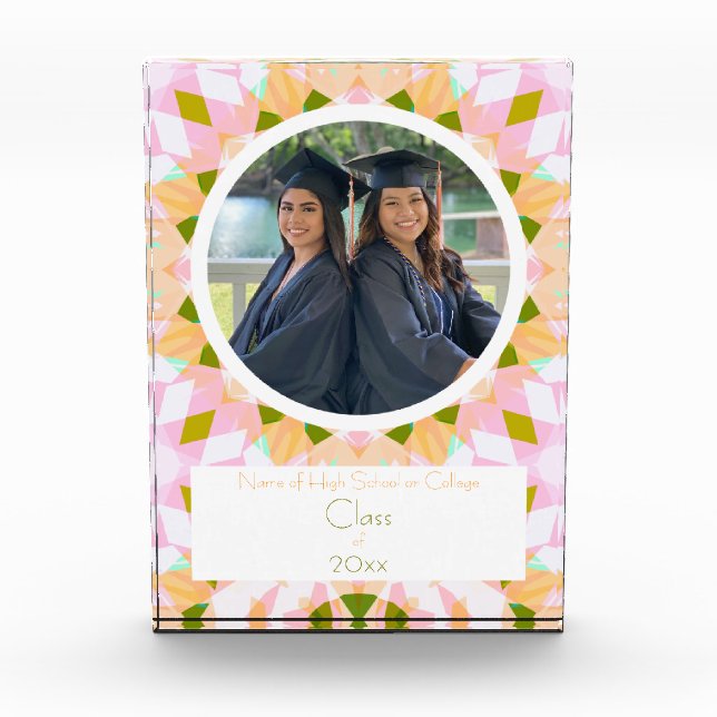Pretty Pink Green Graduation Photo Keepsake Gift (Front)