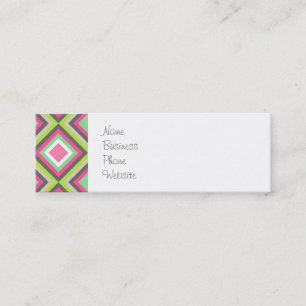 Pretty Pink Green Gray Diamonds Square Pattern Mini Business Card