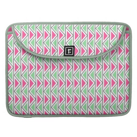 Pretty Pink Green Gray Triangle Tribal Pattern Sleeve For Macbooks