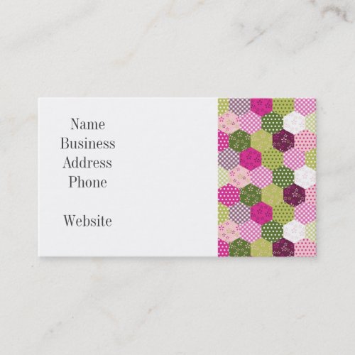 Pretty Pink Green Mulberry Patchwork Quilt Design Business Cards