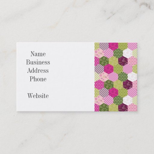 Customizable Pretty Pink Green Mulberry Patchwork Quilt Design Business Cards