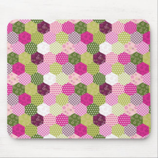 Pretty Pink Green Mulberry Patchwork Quilt Design Mouse Pad