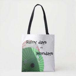 Pretty Pink Green Pastel Parasol with quote Tote Bag