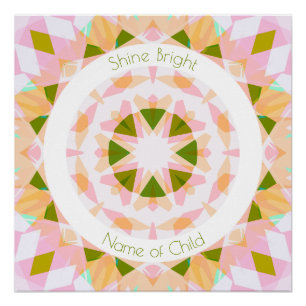 Pretty Pink Green Shine Bright Star Baby Nursery Poster
