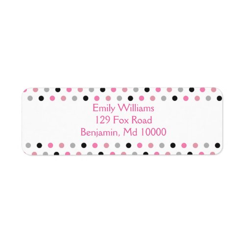 Pretty Pink grey and black polka dots Label