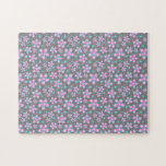 Pretty Pink & Grey Floral Jigsaw Puzzle