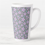 Pretty Pink & Grey Floral Latte Mug