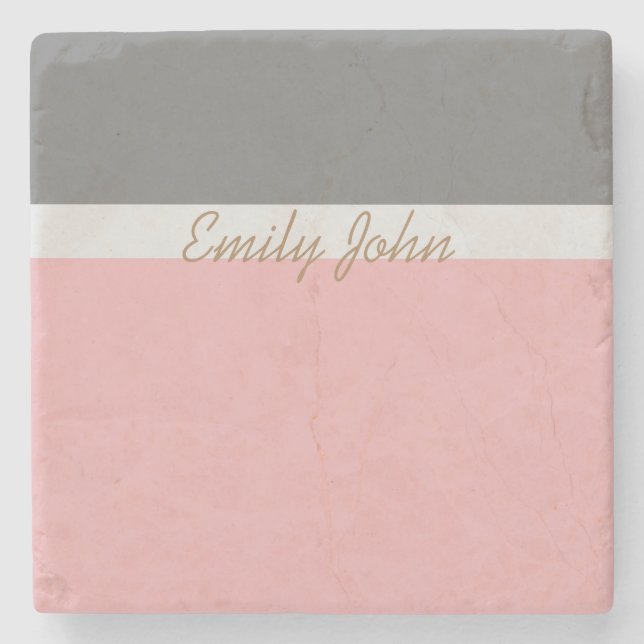Pretty Pink & Grey Stone Coaster (Front)