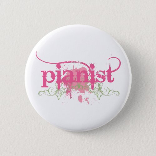 Pretty Pink Grunge Pianist Button