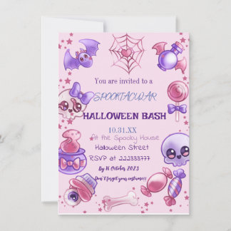 Pretty Pink Halloween  Invitation