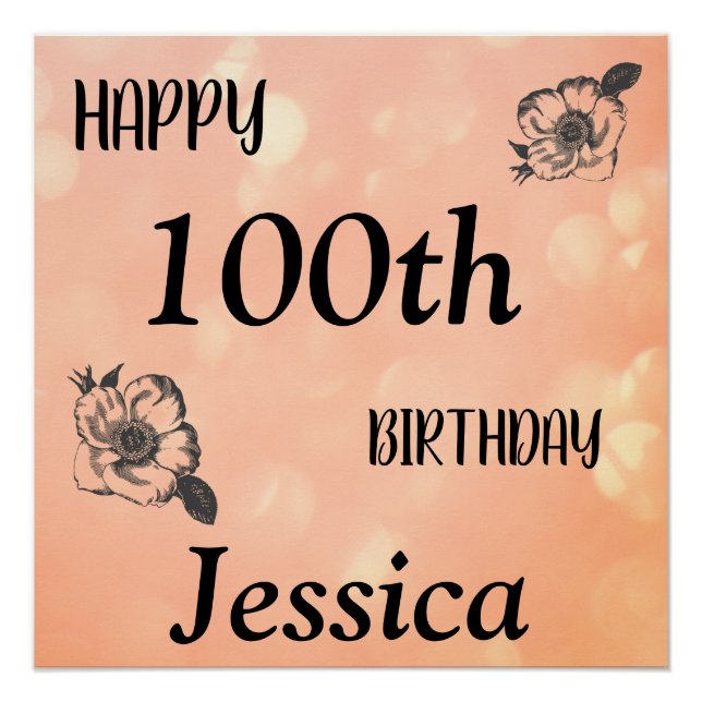 Pretty Pink Happy 100th Birthday Poster (Front)
