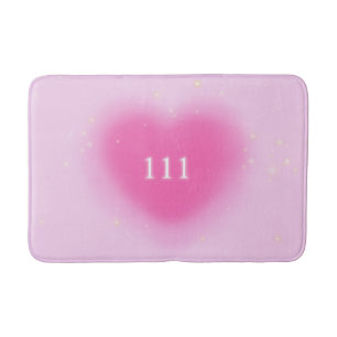 Pretty Pink Heart Aesthetic Angel Number 111 Bath Mat