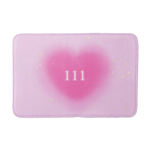 Pretty Pink Heart Aesthetic Angel Number 111    Bath Mat
