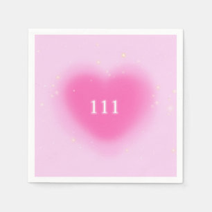 Pretty Pink Heart Aesthetic Angel Number 111 Party Napkins