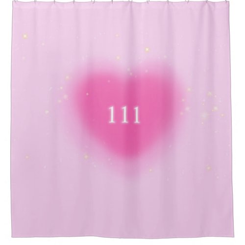 Pretty Pink Heart Aesthetic Angel Number 111    Shower Curtain