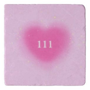 Pretty Pink Heart Aesthetic Angel Number 111 Trivet