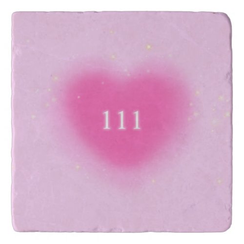 Pretty Pink Heart Aesthetic Angel Number 111  Trivet