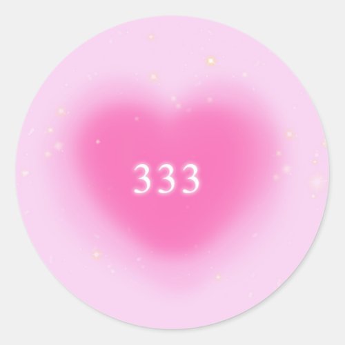 Pretty Pink Heart Aesthetic Angel Number 333  Classic Round Sticker