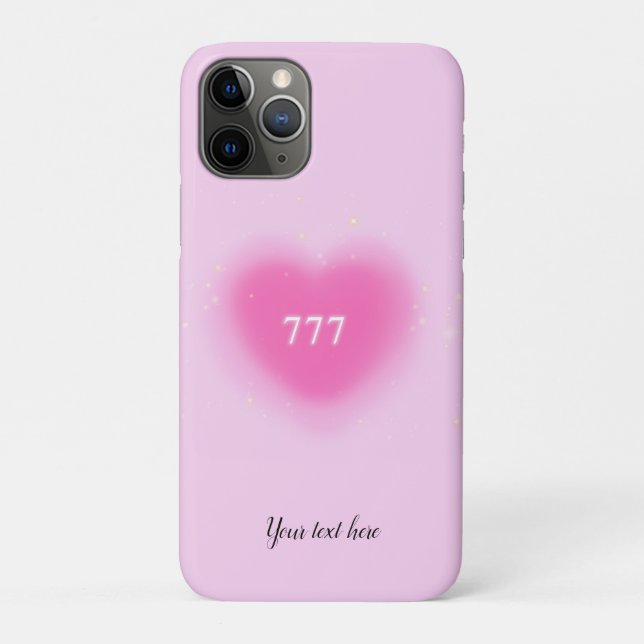 Pretty Pink Heart Aesthetic Angel Number 777    Case-Mate iPhone Case (Back)
