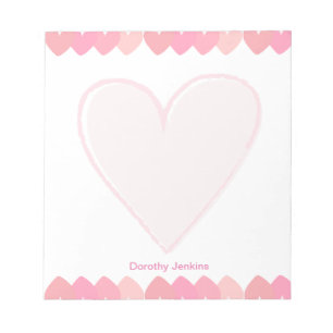 Pretty Pink Heart Feminine Valentine's Day Notepad