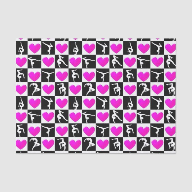 PRETTY PINK HEART GYMNASTICS DESIGN TISSUE PAPER (Front)