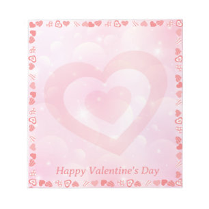 Pretty Pink Heart Happy Valentine's Day Notepad