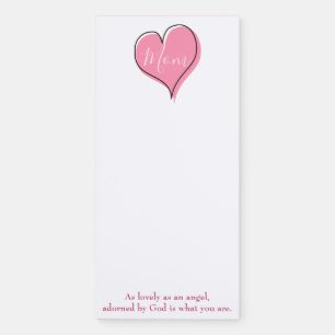 Pretty pink heart magnetic notepad