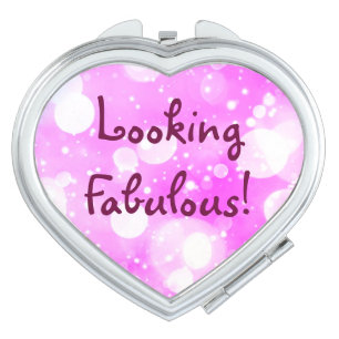 Pretty pink heart mirror compact
