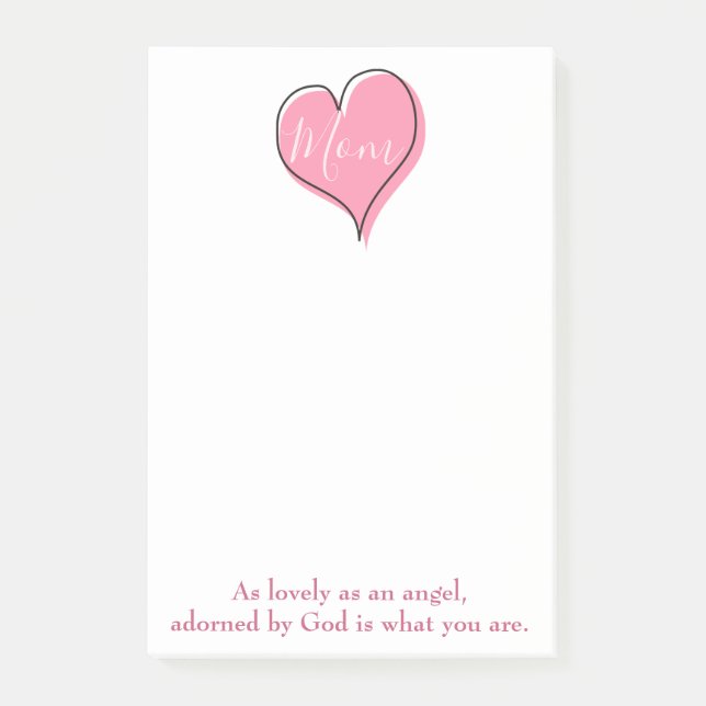 Pretty pink heart Mom Post-it Notes (Front)