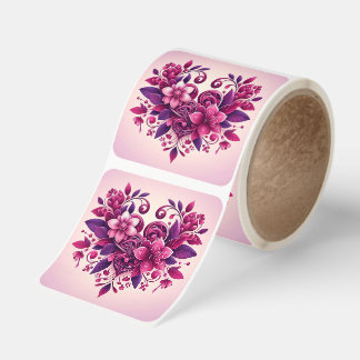 Pretty Pink Heart Square Sticker