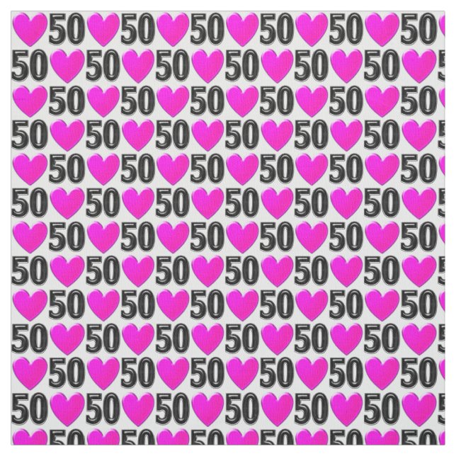 PRETTY PINK HEARTS 50TH BIRTHDAY FABRIC (Swatch)