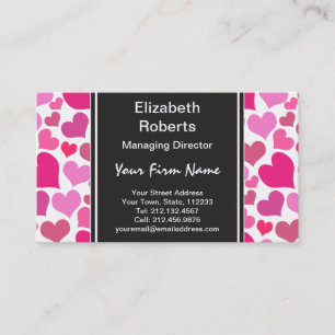 Pretty Pink Hearts for Bachelorette or Bride Business Card