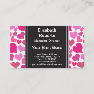 Pretty Pink Hearts for Bachelorette or Bride Business Card