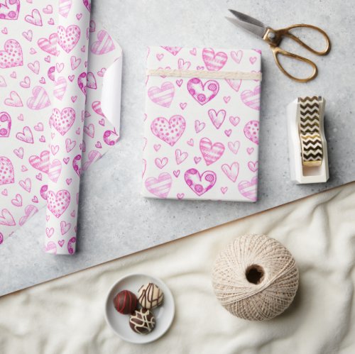 Pretty Pink Hearts Romantic Wrapping Paper