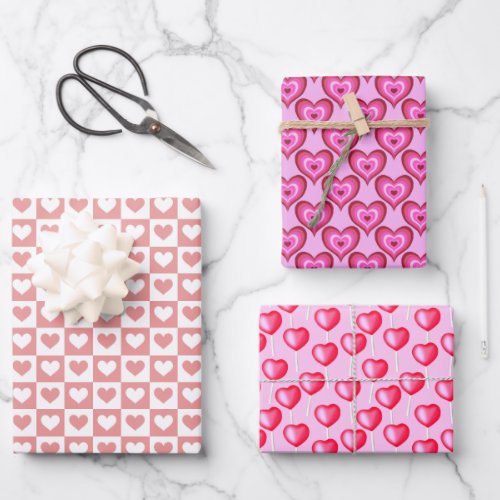 Pretty Pink Hearts Valentines Day Wrapping Paper Sheets
