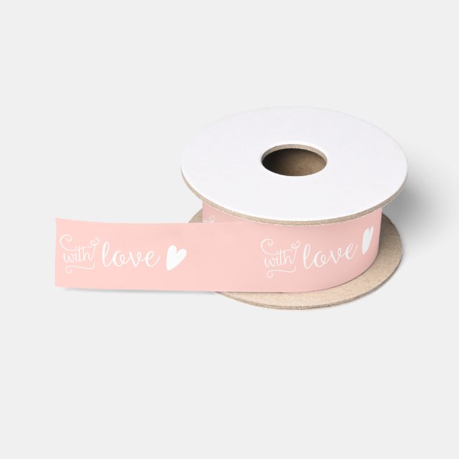 Pretty Pink Hearts With Love Satin Ribbon (Spool)
