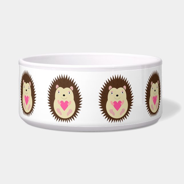 Pretty Pink Hedgehog Patterned Bowl (Front)