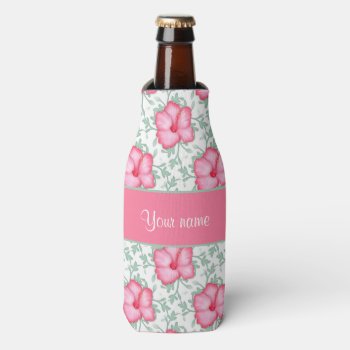 Pretty Pink Hibiscus Flowers Bottle Cooler by glamgoodies at Zazzle