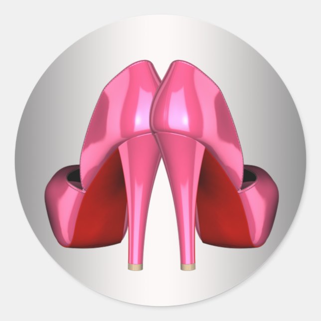 Pretty Pink High Heel Shoe Stickers (Front)