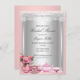Pretty Pink High Tea Bridal Shower Invitation