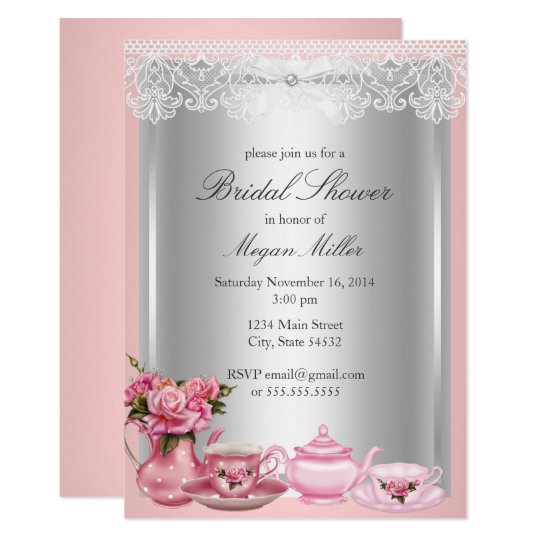 Pretty Pink High Tea Bridal Shower Invitation Pretty Pink High Tea Bridal Shower Invitation