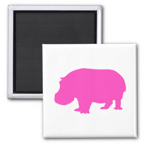 Pretty Pink Hippo Silhouette Magnet