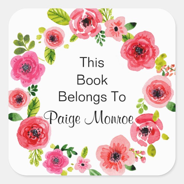 Pretty Pink Hues Floral Wreath Bookplate (Front)