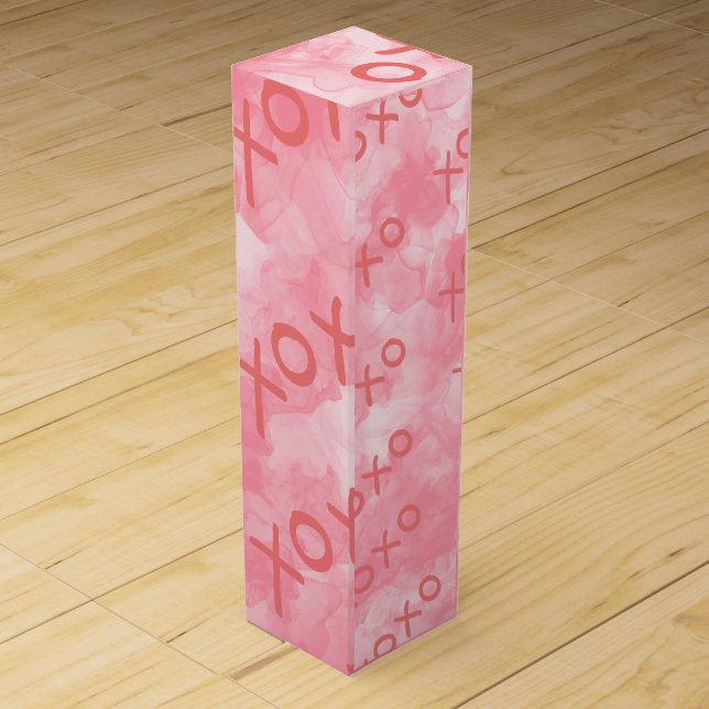 Pretty Pink  Hugs and Kisses XOXO  Valentine'sDay Wine Box (Front)