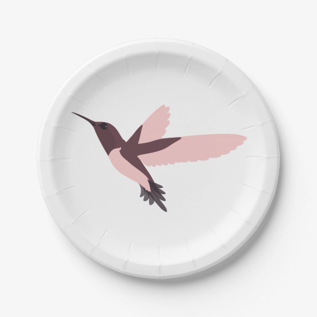Pretty Pink Hummingbird Paper Plates (Front)